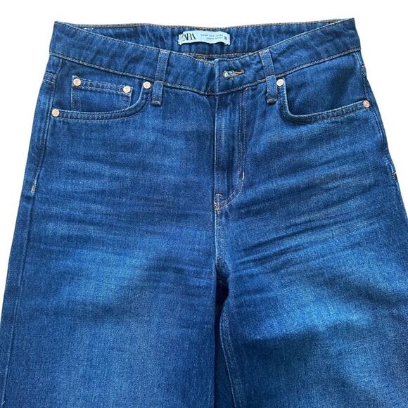 Zara High Rise Straight Leg Jeans Blue 2 - Picture 3 of 7